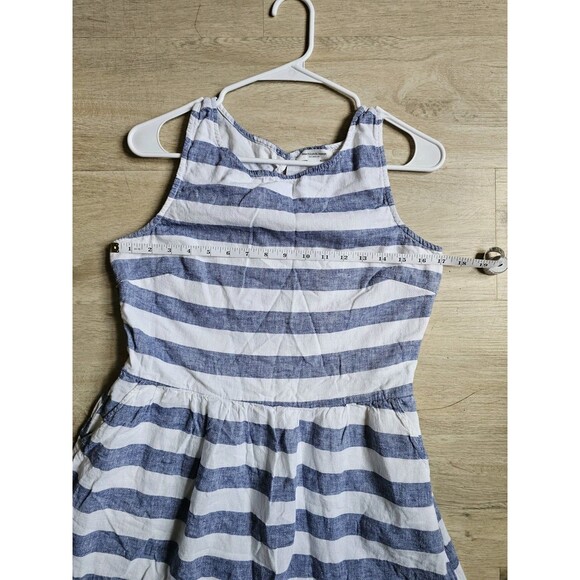 BeachLunchLounge Women's Sz Medium Ayesha Dress Linen Cotton Striped Blue Beach - Picture 2 of 8